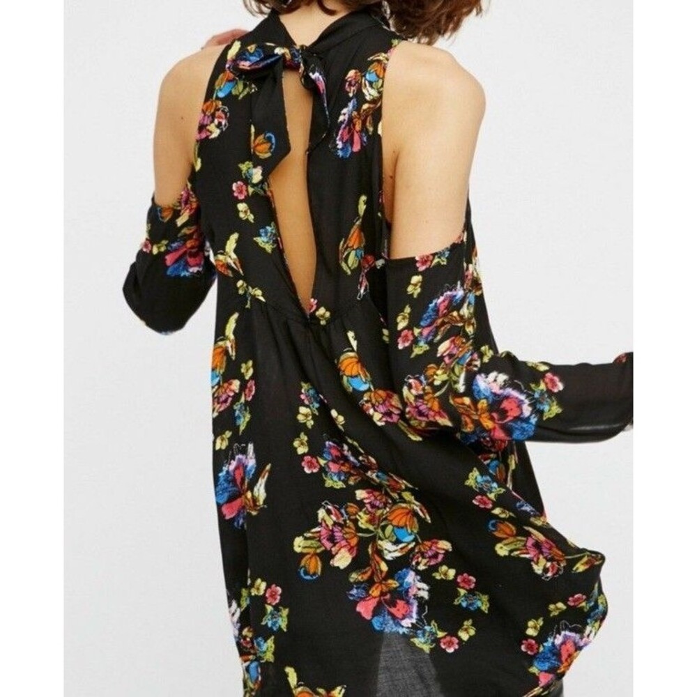 Free People Size XS Kaleidoscope Dreams Tunic Dress Black Floral